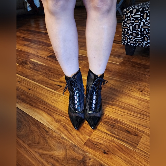 Pointed Toe Party Bootie High Heel Shoes Womens Zip Strappy Ankle Boots Size 9 - Picture 2 of 16